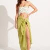 Textured Cotton Beach Wrap - Soft Olive -Fashion Swimwear Store 71830 SoftOlive 1