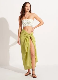 Textured Cotton Beach Wrap - Soft Olive