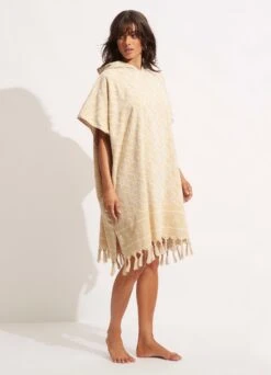 SF Monogram Towel Poncho - Natural -Fashion Swimwear Store 71867 TL Natural 3