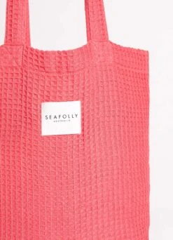 Waffle Towel & Tote Set - Sun Kissed Coral -Fashion Swimwear Store 71897 TL SunKisdCrl 4