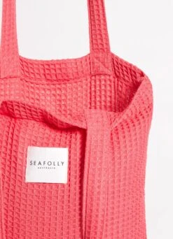 Waffle Towel & Tote Set - Sun Kissed Coral -Fashion Swimwear Store 71897 TL SunKisdCrl 5