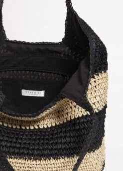 Splice Woven Tote - Black/Natural -Fashion Swimwear Store 71928 BG Black 21Natu 4