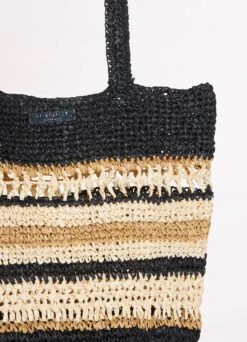 Woven Stripe Basket - Black -Fashion Swimwear Store 71948 BG Black 4