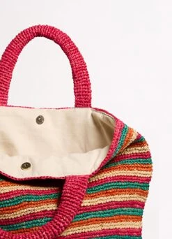 Stripe Woven Tote Bag - Multi -Fashion Swimwear Store 71990 BG Multi 5